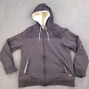 Buffalo David Bitton Hoodie Mens Medium Gray Jacket Full Zip Sherpa‎ Lining
